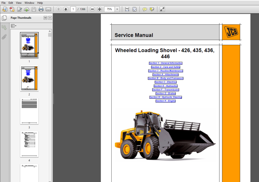 Jcb Wheeled Loading Shovel Service Manual Pdf