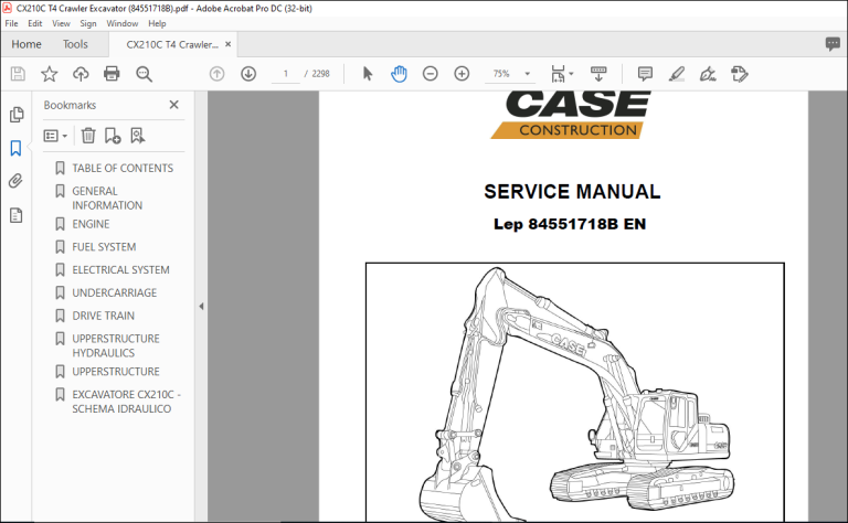 Case Cx C Tier Crawler Excavator Service Manual B Pdf