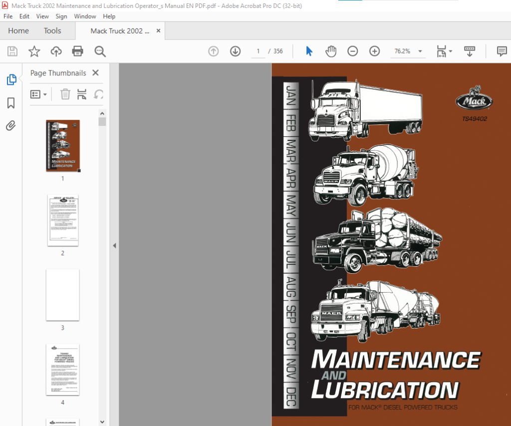 Mack Truck Ts Maintenance Lubrication Operator S Manual Pdf