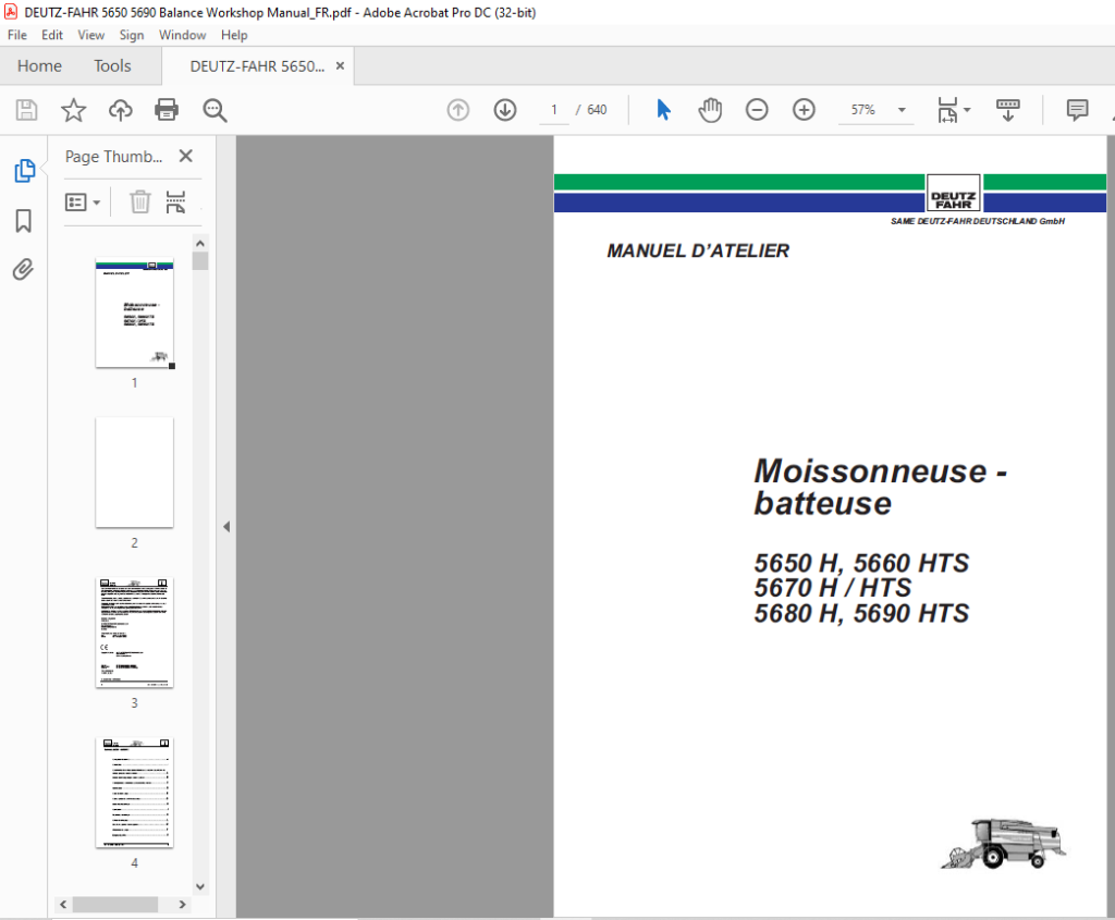 Deutz Fahr H Hts H Hts H Hts Moissonneuse