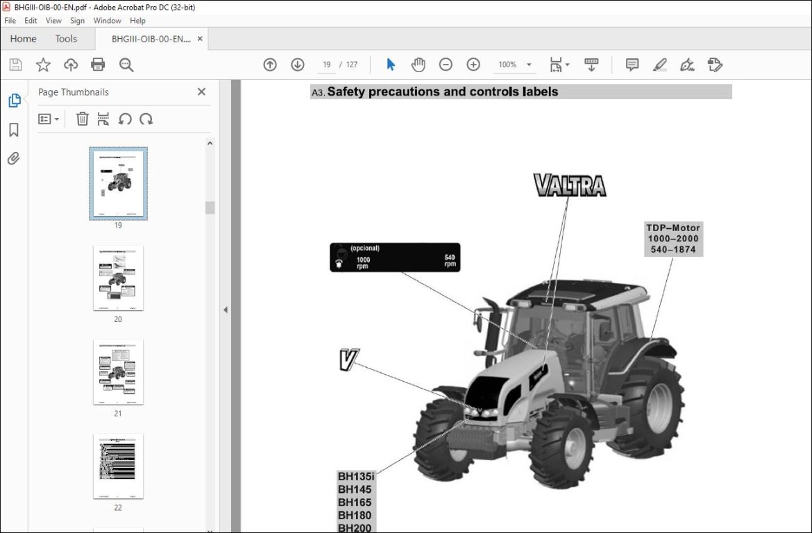 Valtra Sa Tractor Bh Giii Series Operators Manual Pdf