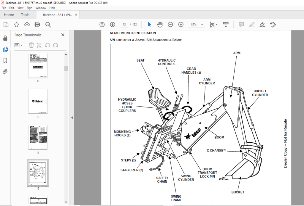 Bobcat Backhoe Operation Maintenance Manual