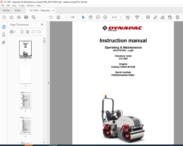 Dynapac Vibratory Roller Cc Operating Maintenance Manual Pdf