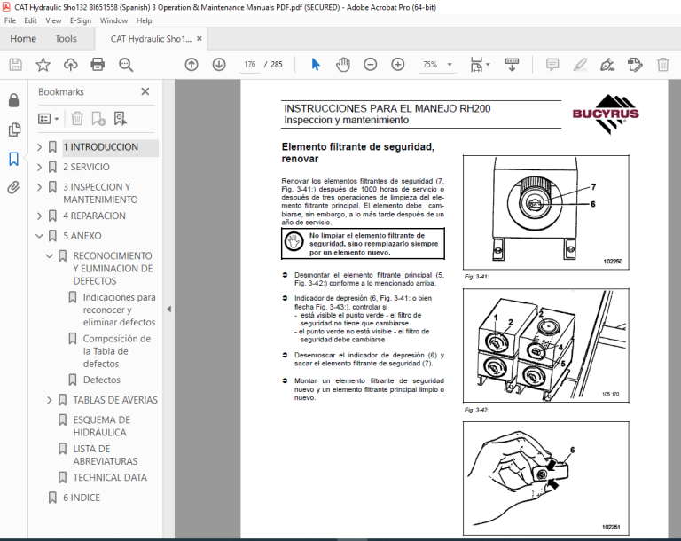 Cat Bucyrus Rh Excavadora Hidr Ulica Instrucciones Para El Manejo