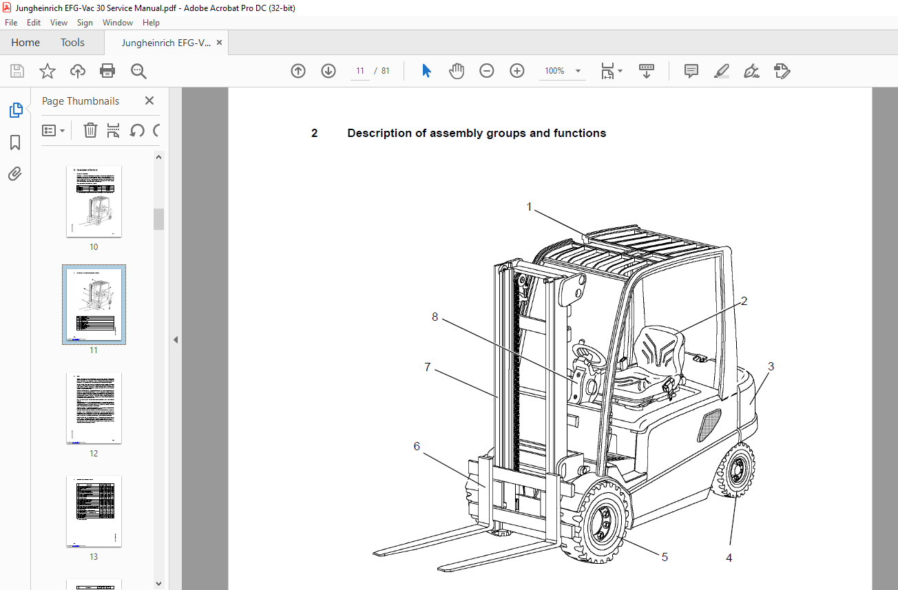 Jungheinrich Efg Vac L S Sl Operating Instructions Manual