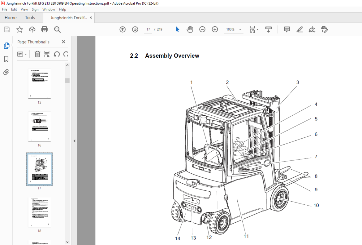 Jungheinrich Forklift Efg Operating Instructions Manual