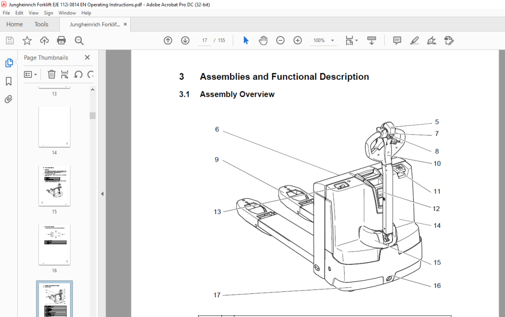 Jungheinrich Forklift Eje I Operating Instructions Manual