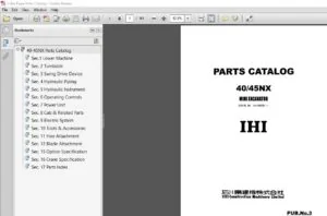 Ihi 40nx 45nx Mini Excavator Parts Manual - PDF DOWNLOAD