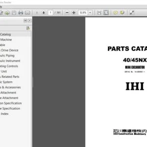 Ihi 40nx 45nx Mini Excavator Parts Manual - PDF DOWNLOAD