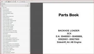 Jcb 3cx Backhoe Loader Parts Catalog Manual 2 Serial Number 00460001-00499999 00920001-00927500