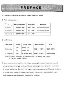 Yanmar Vio40 Crawler Backhoe Parts Catalog Manual