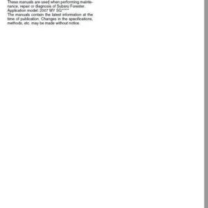 Subaru Forester 2007 service manual PDF Download