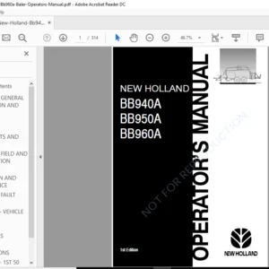 New Holland Bb940a Bb950a Bb960a Baler Operators Manual