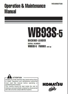 Komatsu Wb93s-5 Backhoe loader Operation Maintenance Manual PDF DOWNLOAD