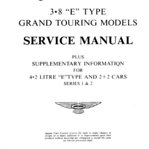 Jaguar E-types 3 8 Series I 1961 1962 1963 1964 Service Repair Manual