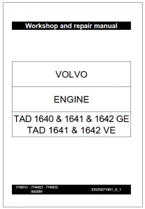 VOLVO Engine TAD 1640 & 1641 & 1642 GE TAD 1641 & 1642 VE Workshop Service Repair Manual - PDF Download