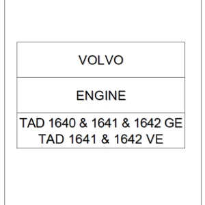 VOLVO Engine TAD 1640 & 1641 & 1642 GE TAD 1641 & 1642 VE Workshop Service Repair Manual - PDF Download