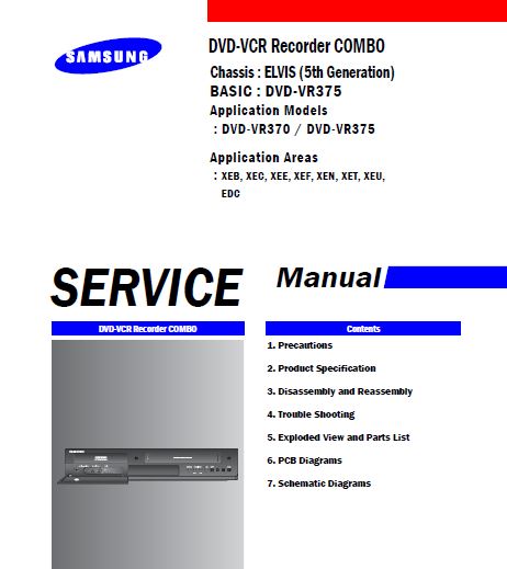 SAMSUNG DVD-VR375 DVD-VCR RECORDER SERVICE MANUAL - HeyDownloads ...