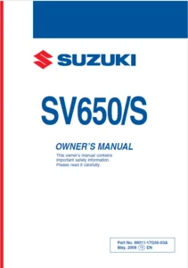 Suzuki SV650 S Owners Manual 2009 - PDF DOWNLOAD!!!