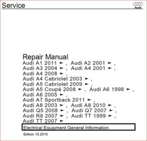 Audi A5 Coupe  Electrical Full Service Repair Manual 2008 - PDF DOWNLOAD
