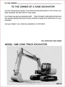 Case 1088 Excavator Operators Manual - PDF Downloads