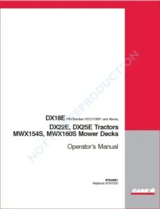Case Ih Dx18e Dx22e Dx25e Tractor With Mwx154s Mwx160s Mower Decks Operators Manual - PDF Download