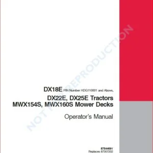 Case Ih Dx18e Dx22e Dx25e Tractor With Mwx154s Mwx160s Mower Decks Operators Manual - PDF Download