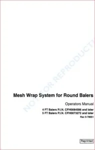 Case Ih Mesh Wrap System For 8455 8460 8465 Round Baler Operators Manual - PDF Downloads
