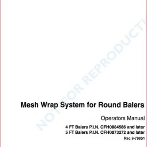 Case Ih Mesh Wrap System For 8455 8460 8465 Round Baler Operators Manual - PDF Downloads
