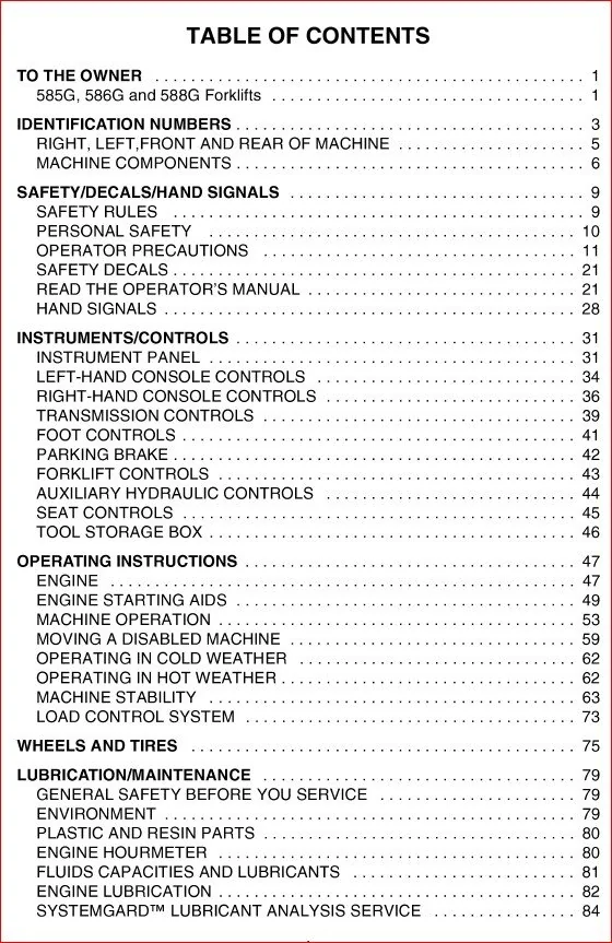 Case 585g 586g 588g Forklift Operators Manual - PDF DOWNLOAD!! - Image 4
