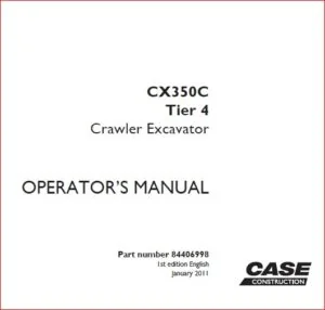 Case Cx350c Tier 4 Crawler Excavator Operator Manual - PDF Download
