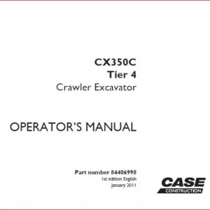 Case Cx350c Tier 4 Crawler Excavator Operator Manual - PDF Download