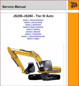 JCB JS200-JS260 AUTO TIER3 Service Manual Excavator - PDF DOWNLOAD