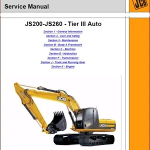 JCB JS200-JS260 AUTO TIER3 Service Manual Excavator - PDF DOWNLOAD