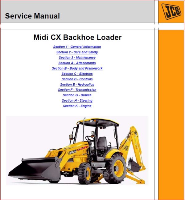 JCB Midi CX Backhoe Loader Service Repair Workshop manual - PDF ...