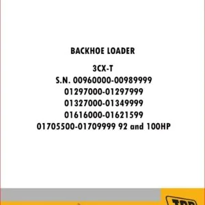 Jcb 3cx-T Backhoe Loader Parts Catalog Manual - PDF DOWNLOAD