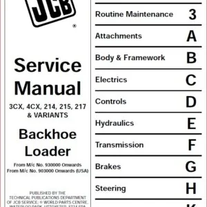 Jcb 4cx Backhoe Loader 903000 Onwards Repair Service Manual - PDF DOWNLOAD!!!