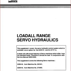 Jcb 530b hl 525b hl Loadall Range Servo Hydraulics Manual