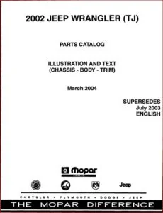 Jeep Wrangler Tj 2002 Parts List Catalog Illustrated Manual - PDF DOWNLOAD!!!