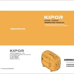 Kipor Kge2000tc Generator User And Parts Manual