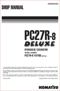 Komatsu PC27R 8 Deluxe SN F31103 - PDF DOWNLOAD!!!