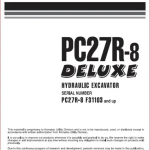 Komatsu PC27R 8 Deluxe SN F31103 - PDF DOWNLOAD!!!
