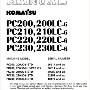 Komatsu Pc230 6 Factory Service Repair Manual - PDF DOWNLOAD!!!