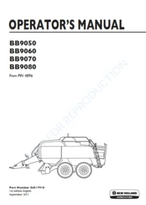 New Holland Bb9050 Bb9060 Bb9070 Bb9080 Square Baler Operators Manual From SN 4896 - PDF DOWNLOAD