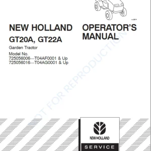 New Holland Gt20a Gt22a Garden Tractor Operators Manual - PDF DOWNLOAD