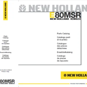 New Holland Kobelco E80msr Midi Crawler Excavator Service Parts Catalogue Manual Instant Download - PDF