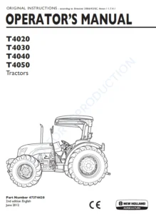 New Holland T4020 T4030 T4040 T4050 Tractor Operators Manual - PDF Download