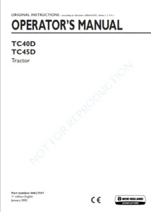 New Holland Tc40d Tc45d Tractor Operators Manual - PDF DOWNLOAD