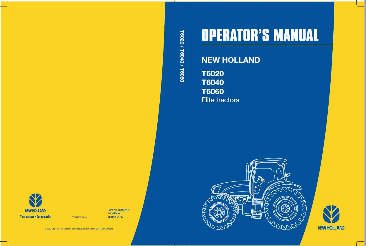 New Holland T6020 T6040 T6060 Elite Tractors Operators Owner Instruction Manual Download - Image 3