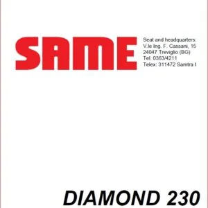 Same Diamond Ii 230 & 260  Workshop Manual - PDF DOWNLOAD!!